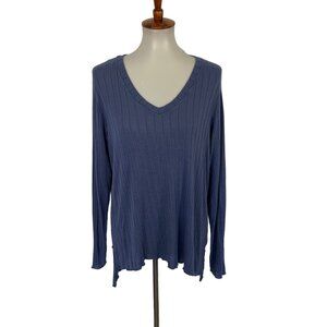 Mote Blue Top Medium Long Sleeve Minimalist Casual Layering Fall Winter